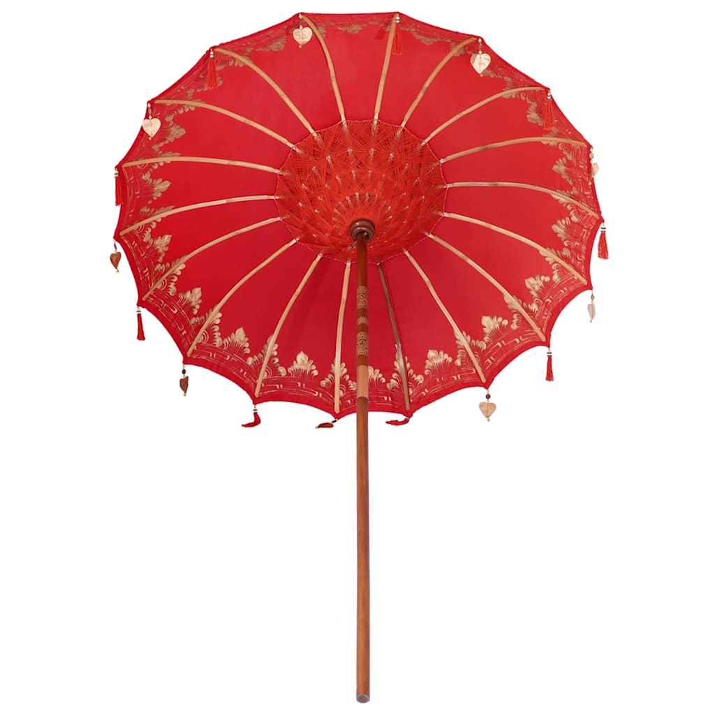 Umbrelă de soare Altele Manual Roșu x 250 cm Bumbac și lemn GartenMobel Dekor