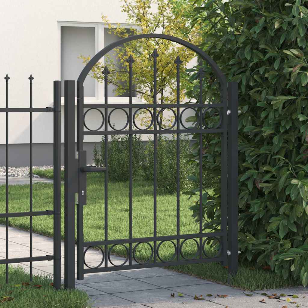 Poartă de gard Gri 100 x 125 cm Oțel vopsit în pulbere GartenMobel Dekor