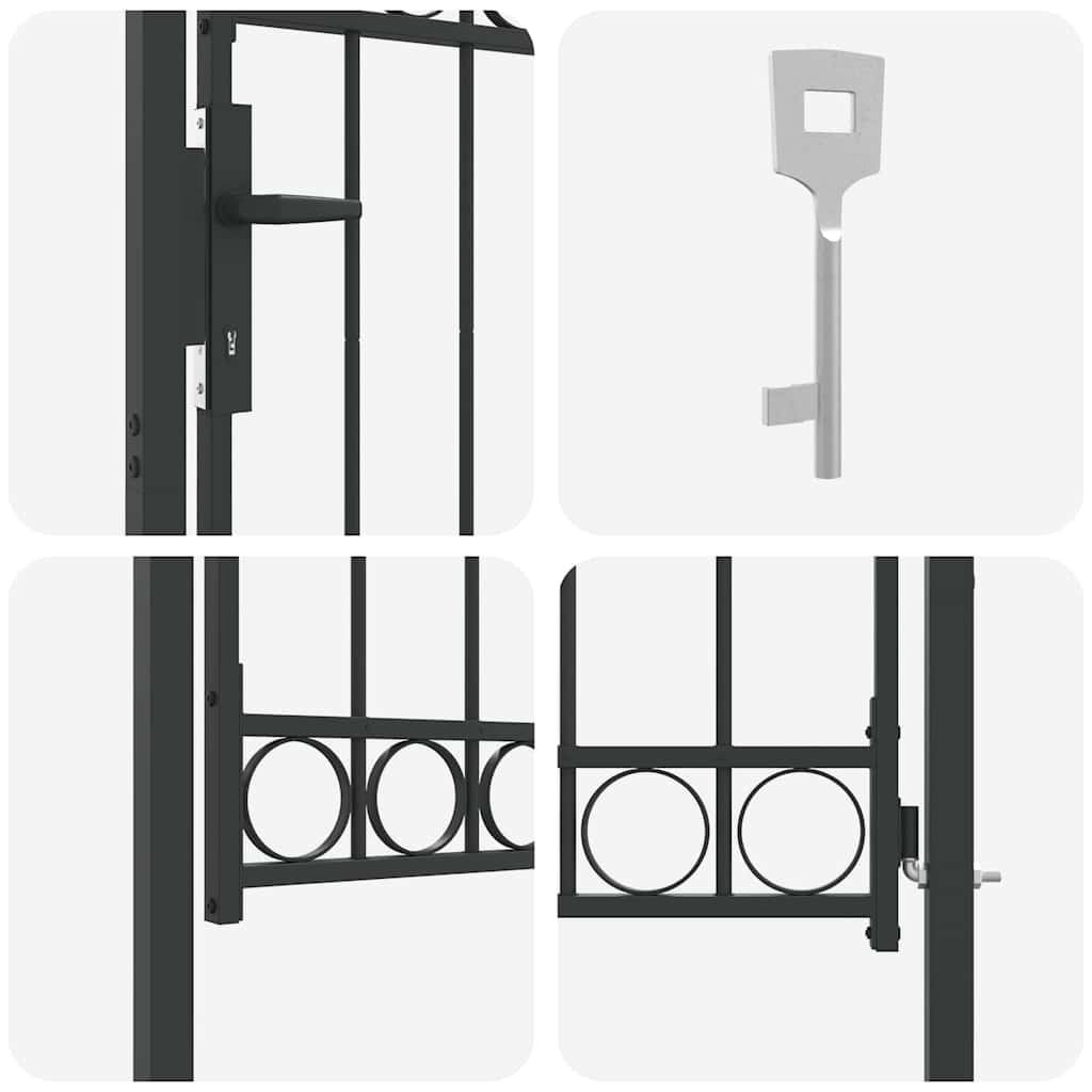 Poartă de gard Gri 100 x 125 cm Oțel vopsit în pulbere GartenMobel Dekor