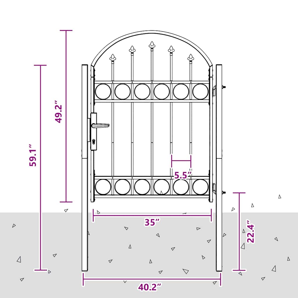 Poartă de gard Gri 100 x 125 cm Oțel vopsit în pulbere GartenMobel Dekor