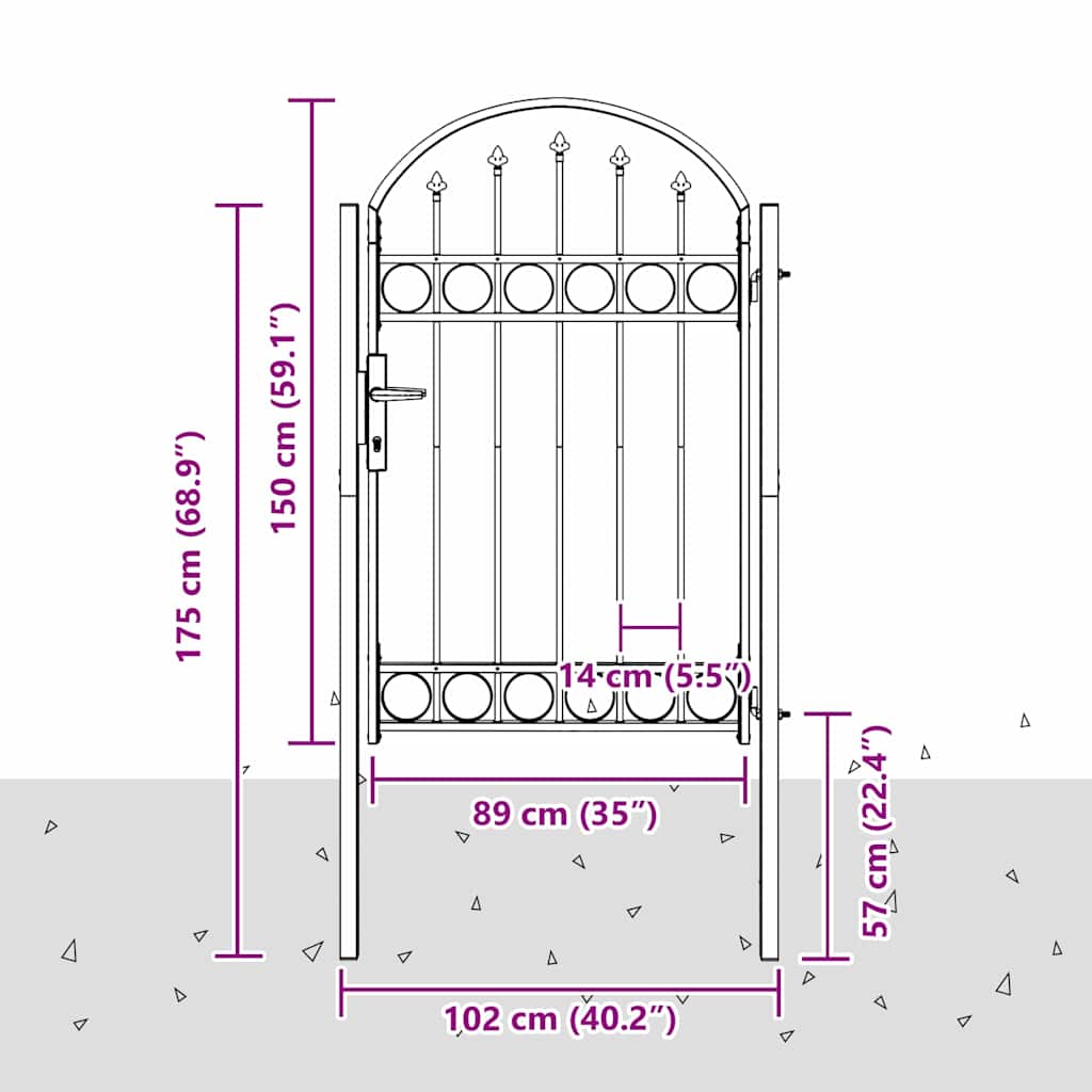 Poartă de gard Gri 100 x 150 cm Oțel vopsit în pulbere GartenMobel Dekor