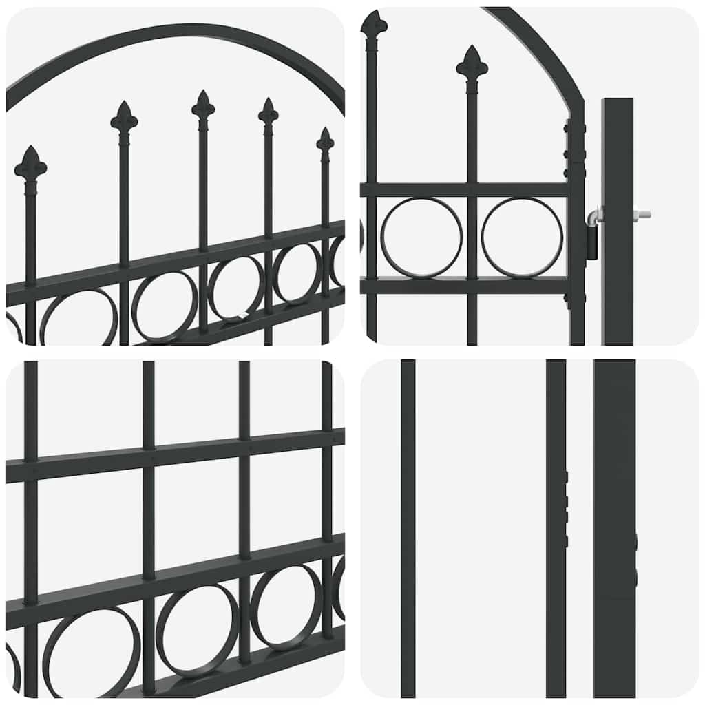 Poartă de gard Gri 100 x 175 cm Oțel vopsit în pulbere GartenMobel Dekor