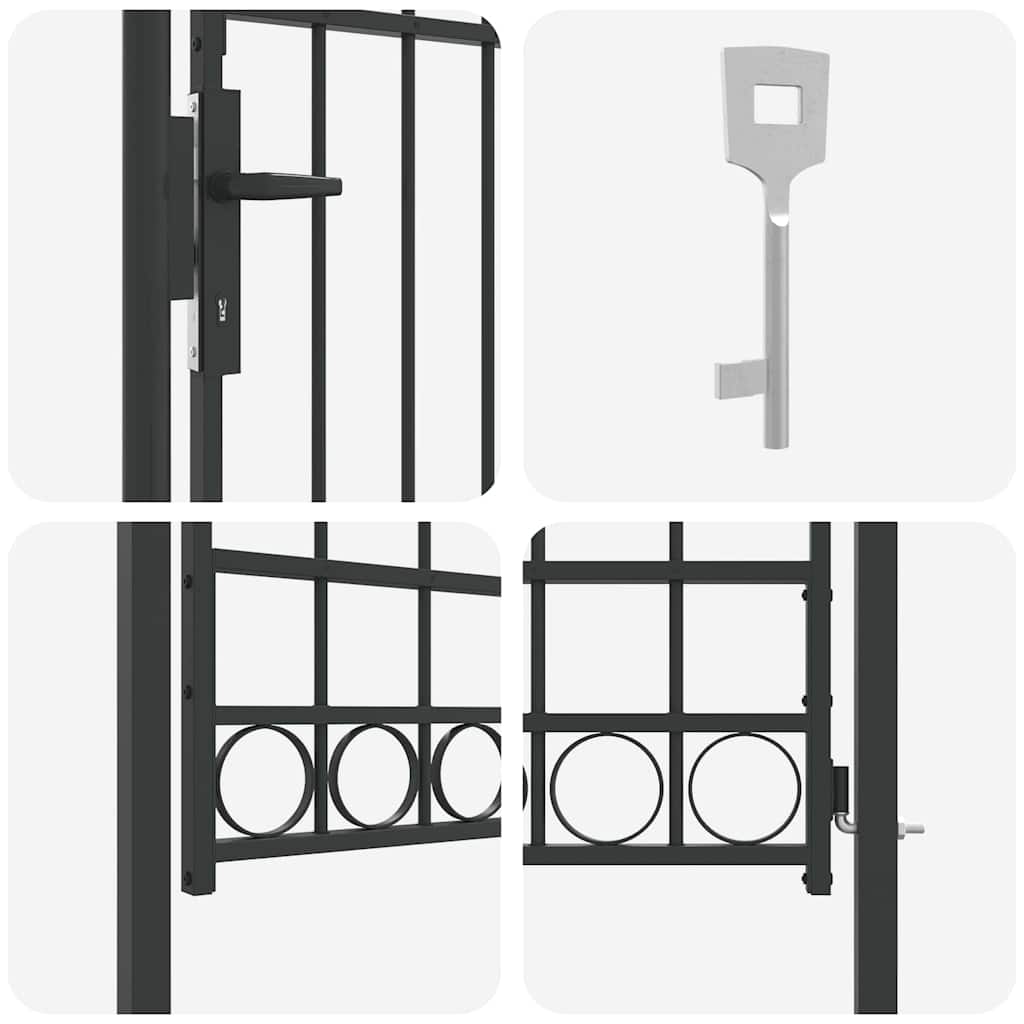 Poartă de gard Gri 100 x 175 cm Oțel vopsit în pulbere GartenMobel Dekor