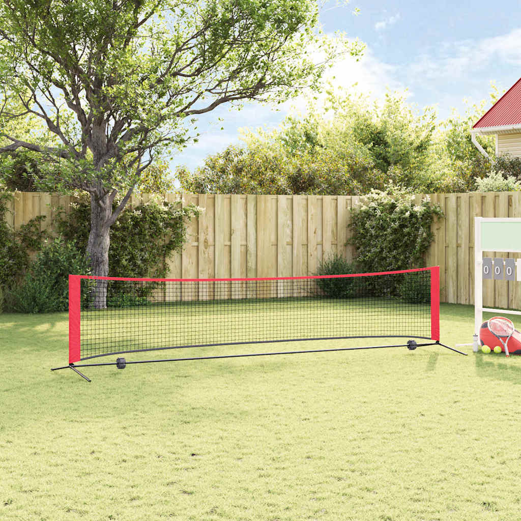 Rețea de tenis Manual Negru și roșu 396 x 92 x 87 cm Poliester GartenMobel Dekor