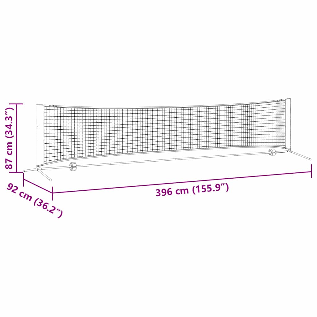 Rețea de tenis Manual Negru și roșu 396 x 92 x 87 cm Poliester GartenMobel Dekor