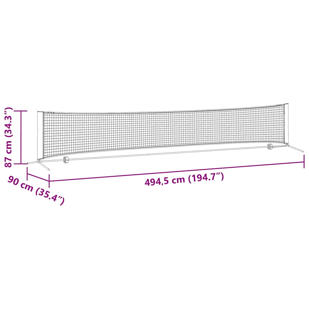 Rețea de tenis Negru și roșu 494.5 x 90 x 87 cm Poliester GartenMobel Dekor