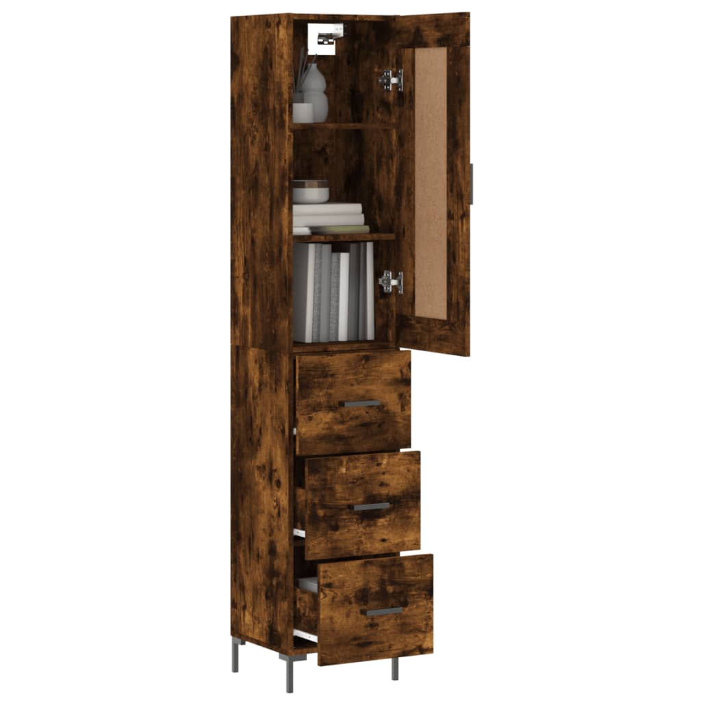 Dulap înalt, stejar fumuriu, 34,5x34x180 cm, lemn prelucrat GartenMobel Dekor