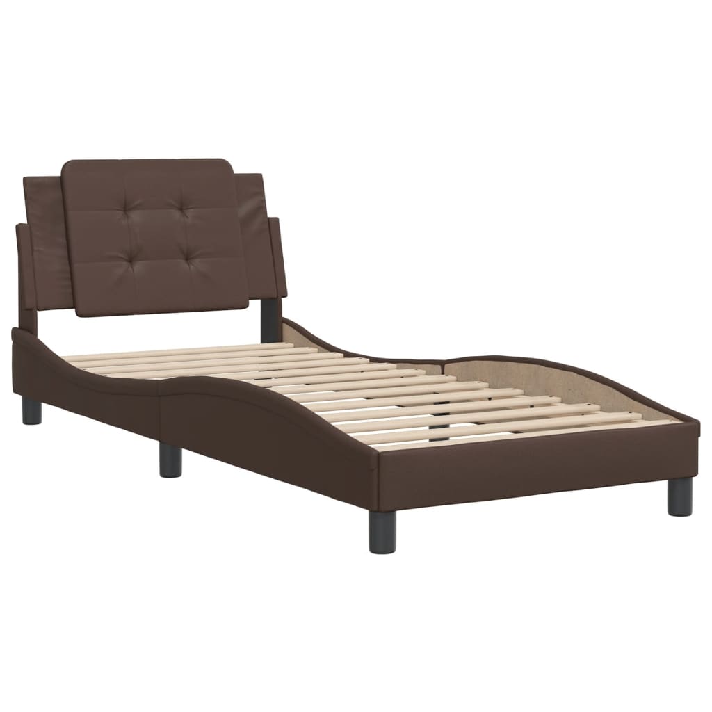 Cadru de pat cu tăblie, maro, 90x190 cm, piele ecologică GartenMobel Dekor