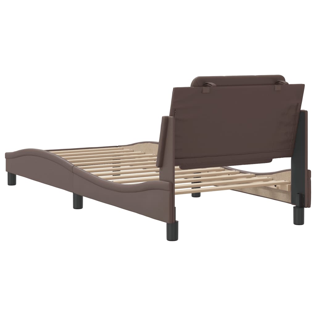 Cadru de pat cu tăblie, maro, 90x190 cm, piele ecologică GartenMobel Dekor