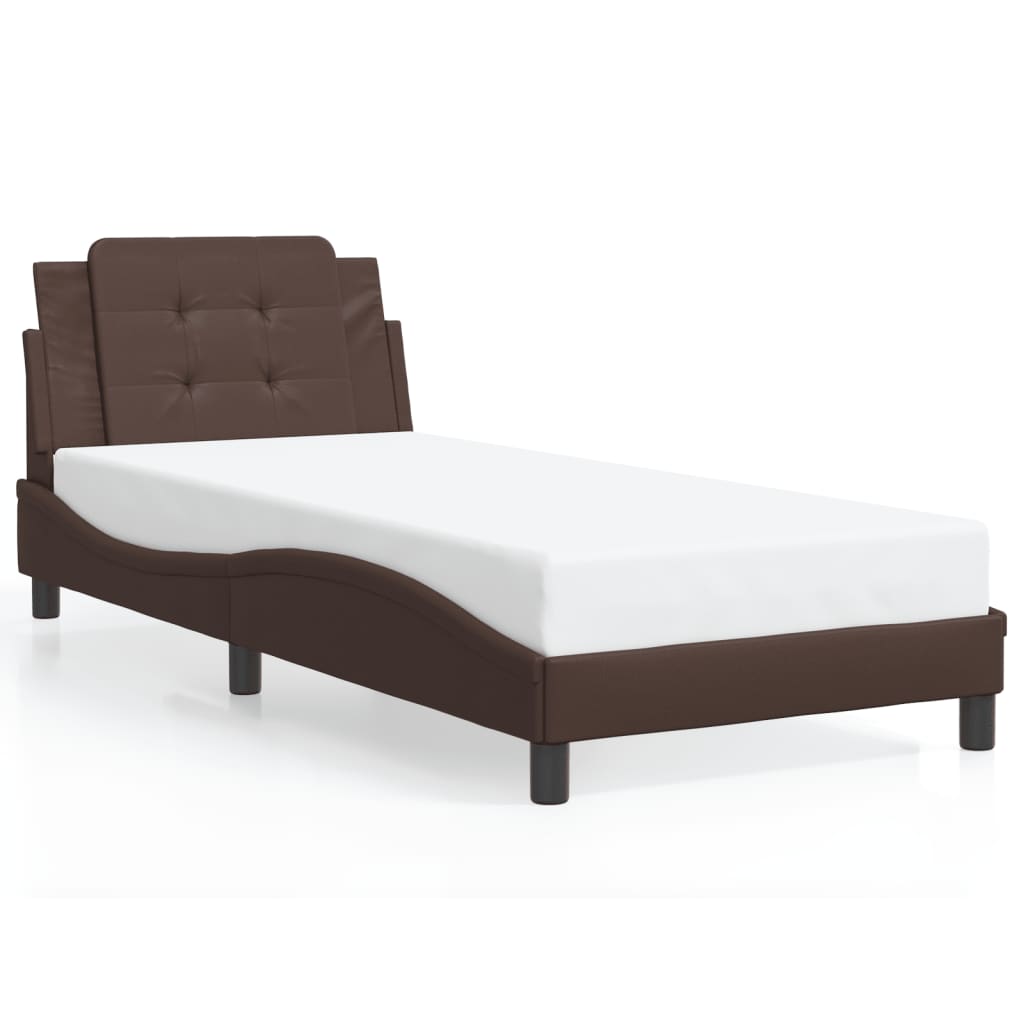 Cadru de pat cu tăblie, maro, 90x190 cm, piele ecologică GartenMobel Dekor