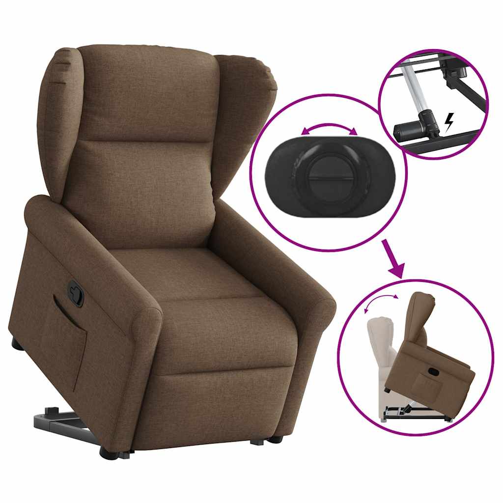 Fotoliu rabatabil cu ridicare pe verticală, maro, textil GartenMobel Dekor