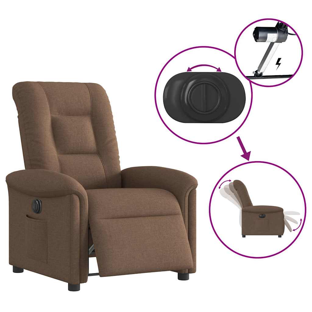 Fotoliu rabatabil electric, maro, material textil GartenMobel Dekor