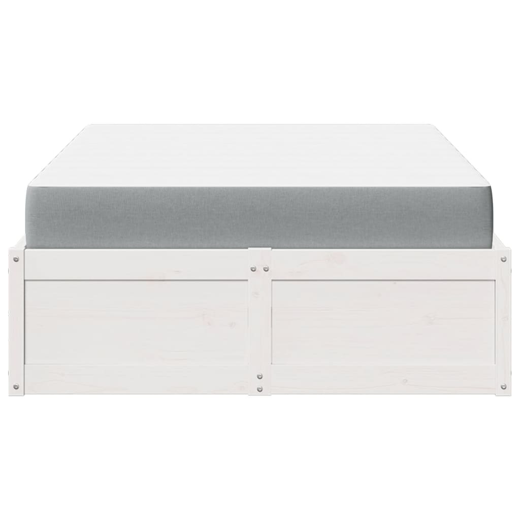 Pat cu saltea, alb, 120x200 cm, lemn masiv pin GartenMobel Dekor