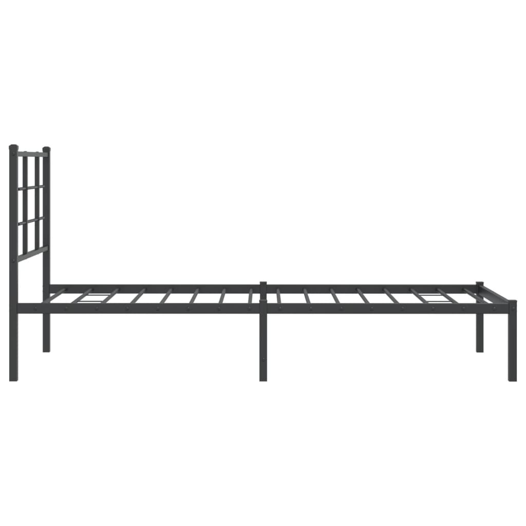 Cadru de pat metalic cu tăblie, negru, 75x190 cm GartenMobel Dekor