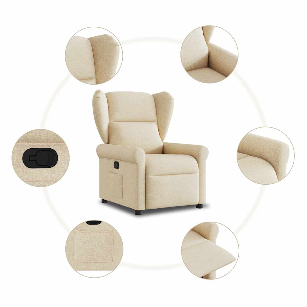 Fotoliu rabatabil, crem, material textil GartenMobel Dekor