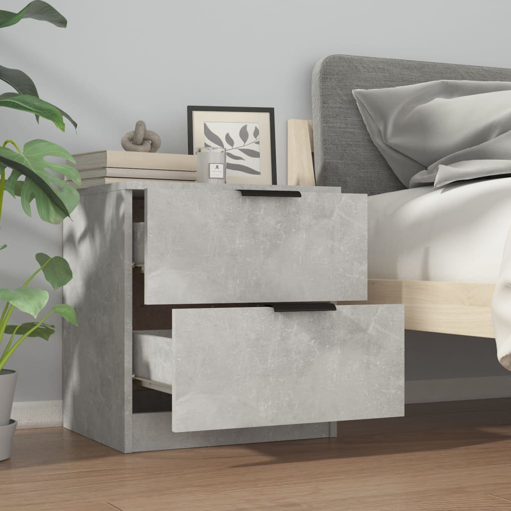 Noptiere, 2 buc., gri beton, lemn prelucrat GartenMobel Dekor
