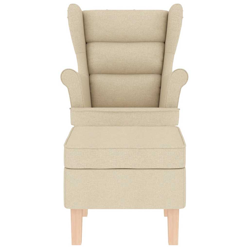 Scaun balansoar cu taburet, crem, material textil GartenMobel Dekor