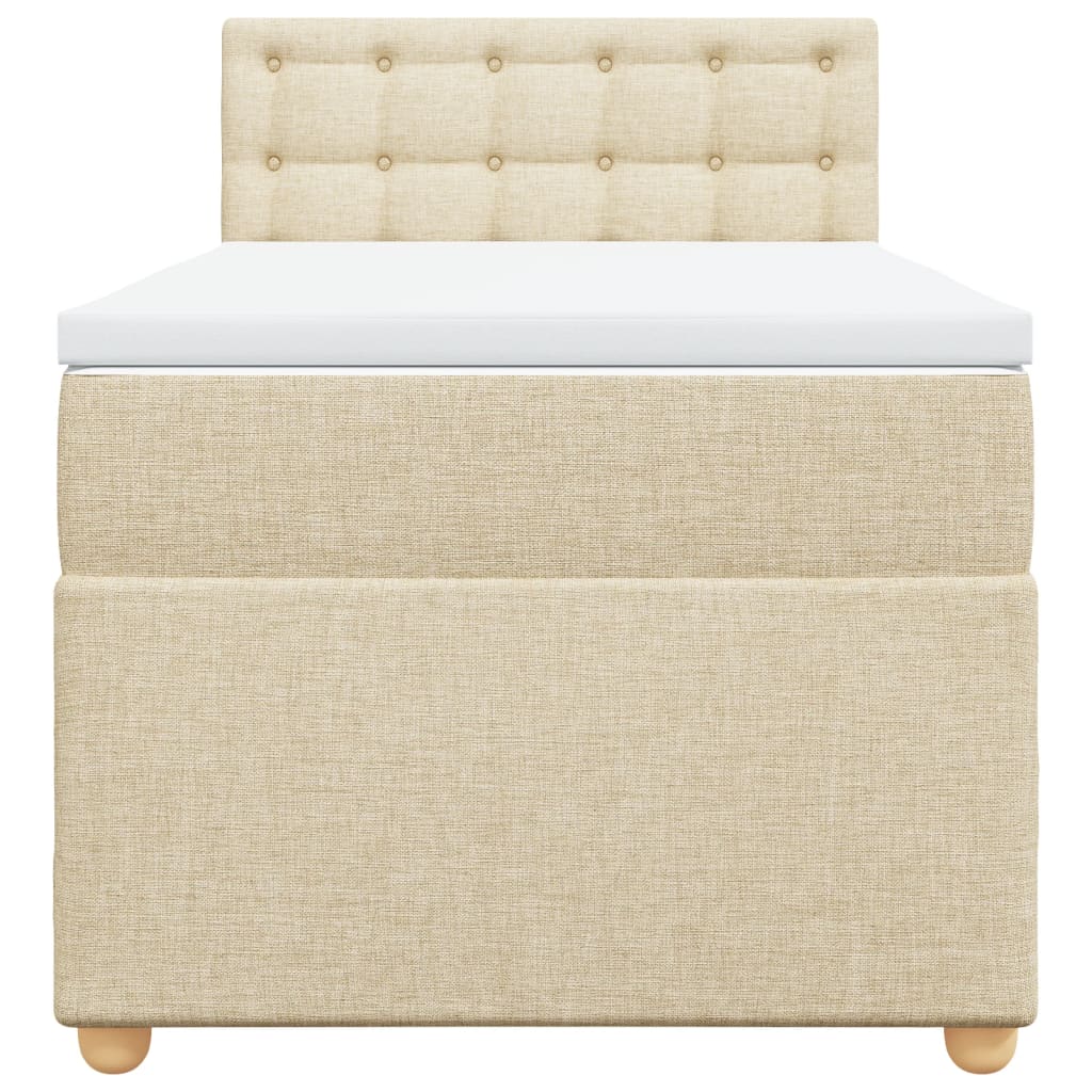 Pat box spring cu saltea, crem, 90x200 cm, textil GartenMobel Dekor