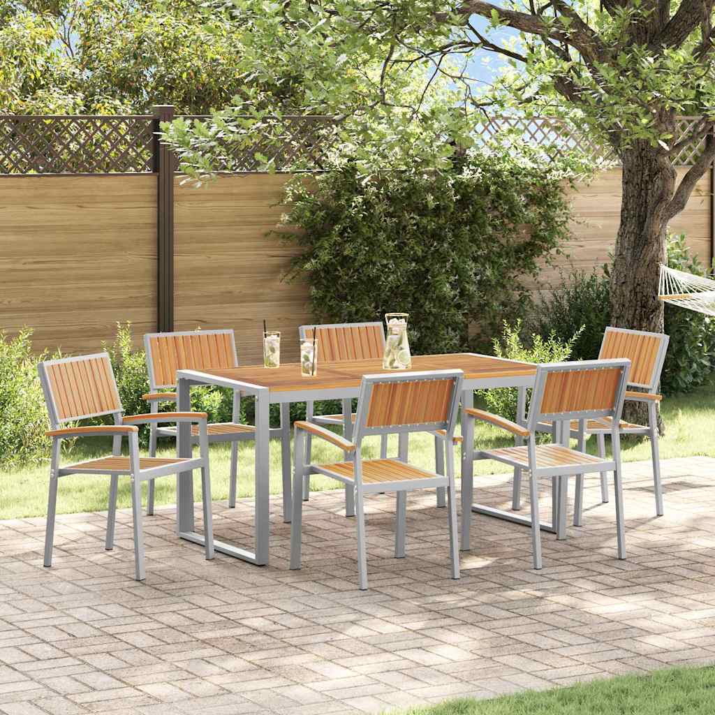 Set de dining pentru grădină din 7 piese, din lemn solid de acacia și metal GartenMobel Dekor