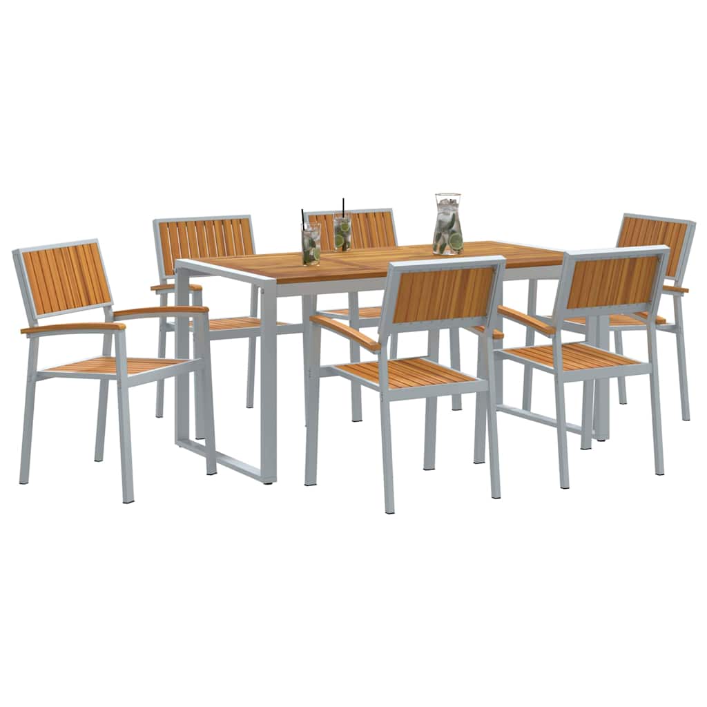 Set de dining pentru grădină din 7 piese, din lemn solid de acacia și metal GartenMobel Dekor