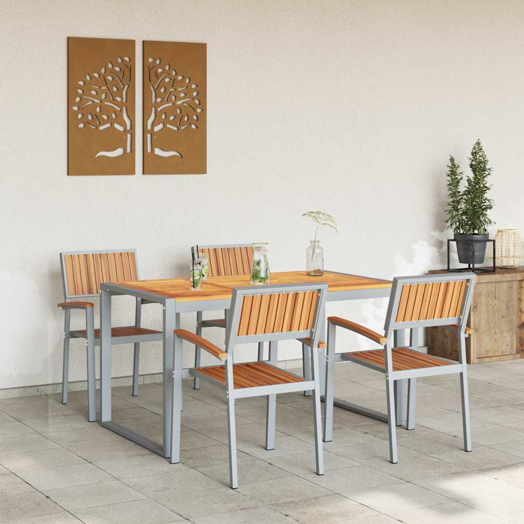 Set mese 5 piese lemn masiv acacia și metal GartenMobel Dekor
