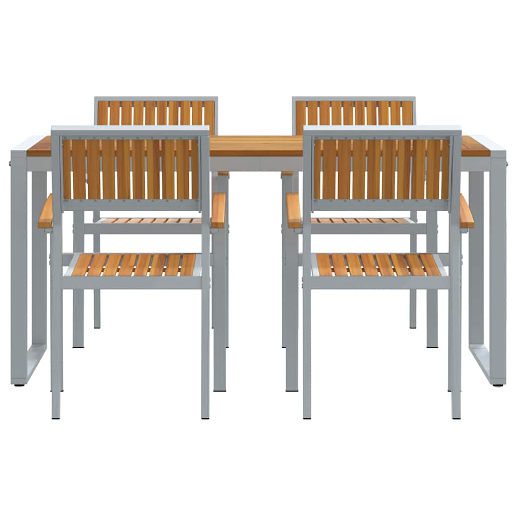Set mese 5 piese lemn masiv acacia și metal GartenMobel Dekor