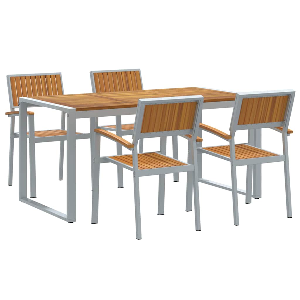 Set mese 5 piese lemn masiv acacia și metal GartenMobel Dekor