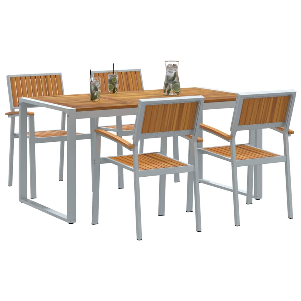 Set mese 5 piese lemn masiv acacia și metal GartenMobel Dekor