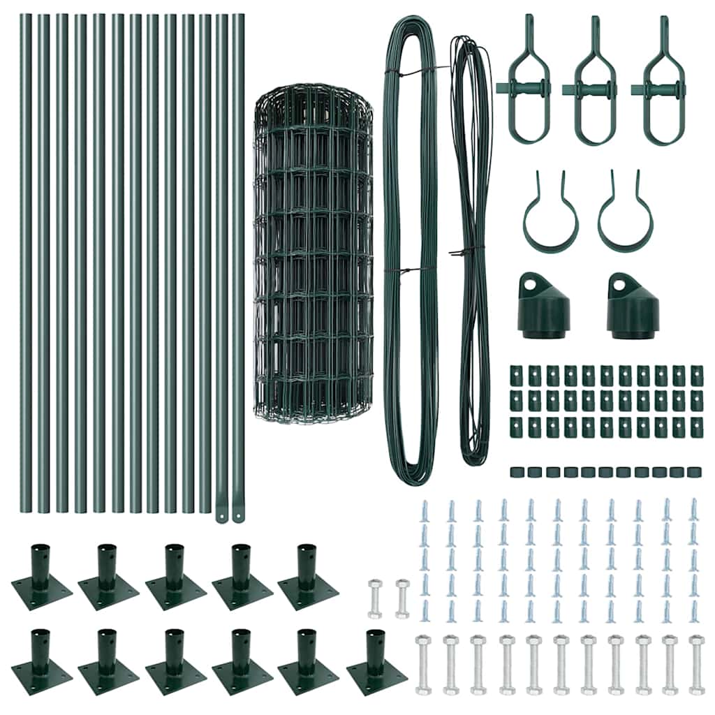 Gard Euro cu 13 Stâlpi Flanșați 0.6x25 m din Oțel Galvanizat GartenMobel Dekor