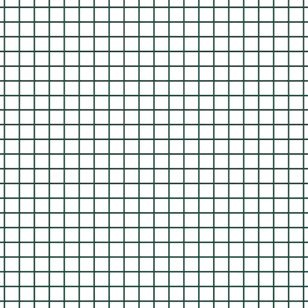 Gard cu Plasă Sudată cu 13 Stâlpi cu Flanșă Verde 0.6x25 m Oțel GartenMobel Dekor