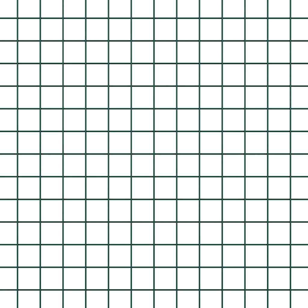 Gard cu plasă sudată cu 13 stâlpi cu flanșă Verde 0.6x25 m Oțel GartenMobel Dekor