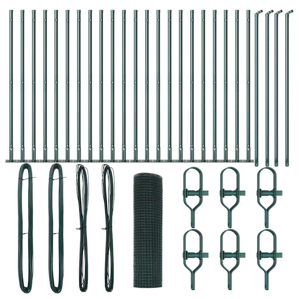 Gard din plasă sudată cu 13 stâlpi flanșați Verde 0.5x50 m Oțel GartenMobel Dekor