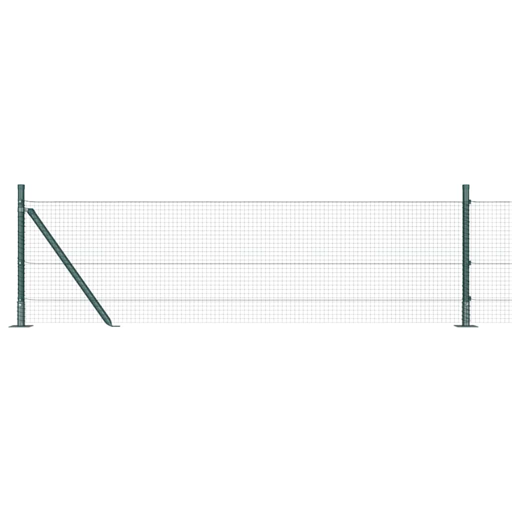 Gard din sârmă sudată cu 13 stâlpi cu flanșă Verde 0.5x50 m Oțel GartenMobel Dekor