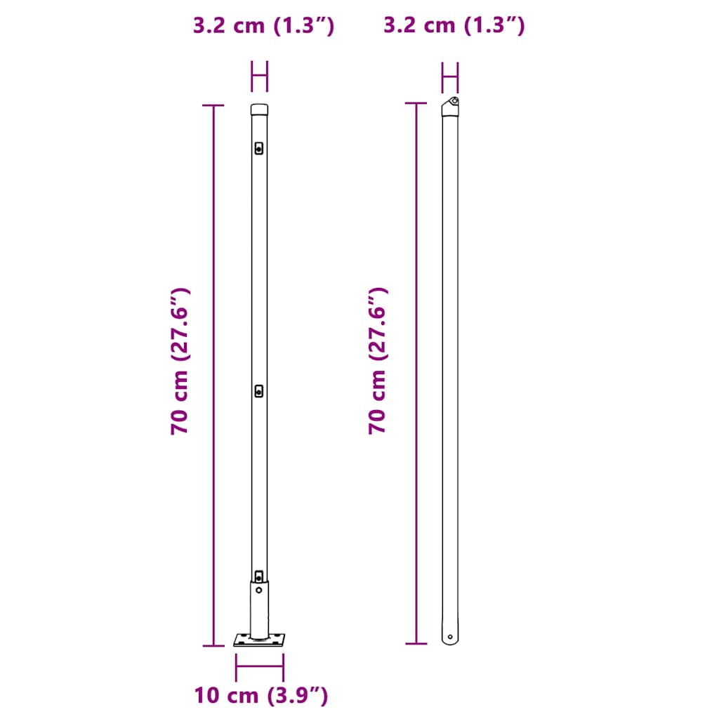 Posturi de gard cu plăci de bază 52 buc Ø32mm 70cm Oțel galvanizat GartenMobel Dekor