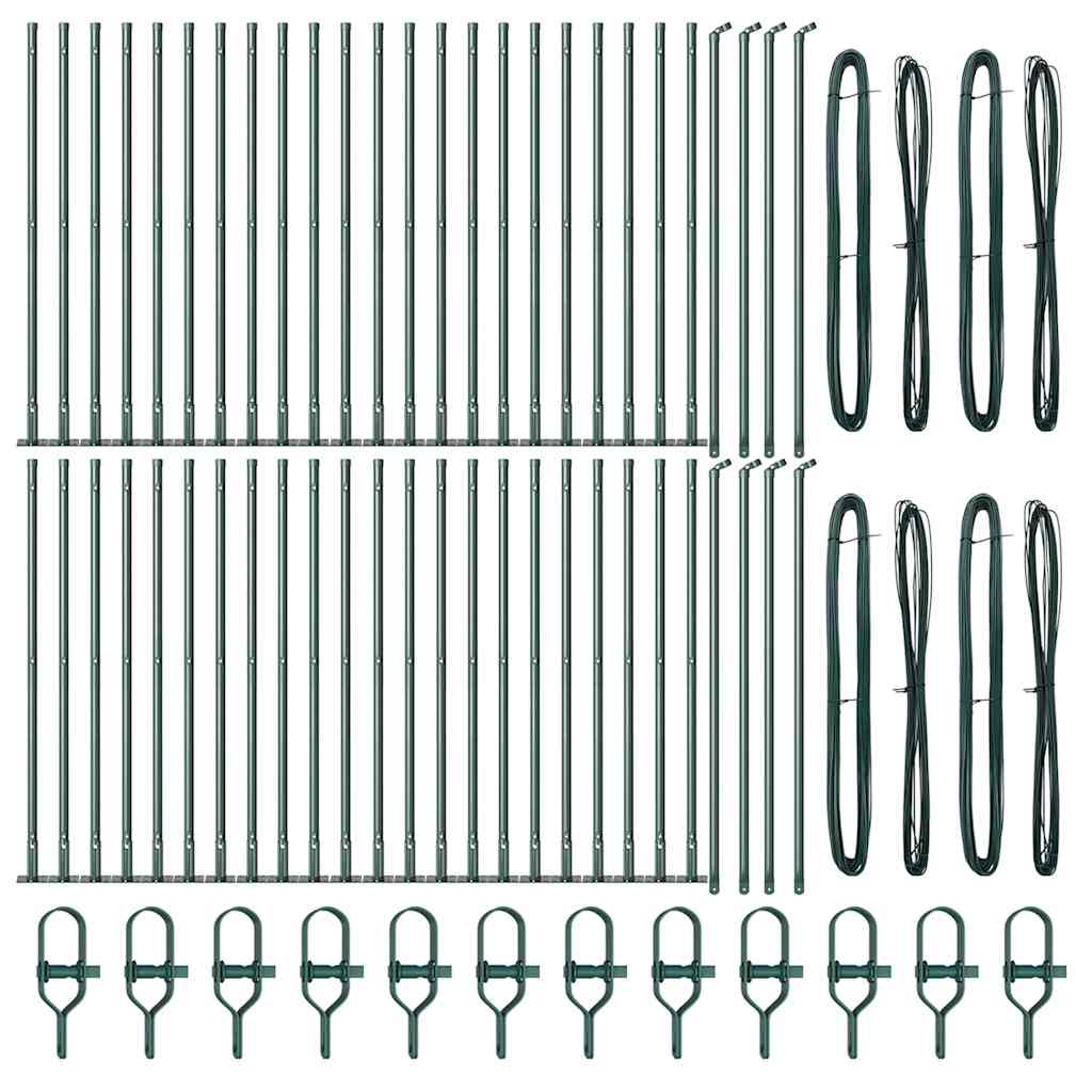 Posturi de gard cu plăci de bază 52 buc Ø32mm 70cm Oțel galvanizat GartenMobel Dekor