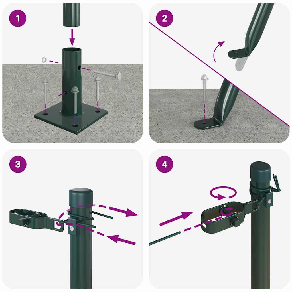 Posturi de gard cu plăci de bază 52 buc Ø32mm 70cm Oțel galvanizat GartenMobel Dekor