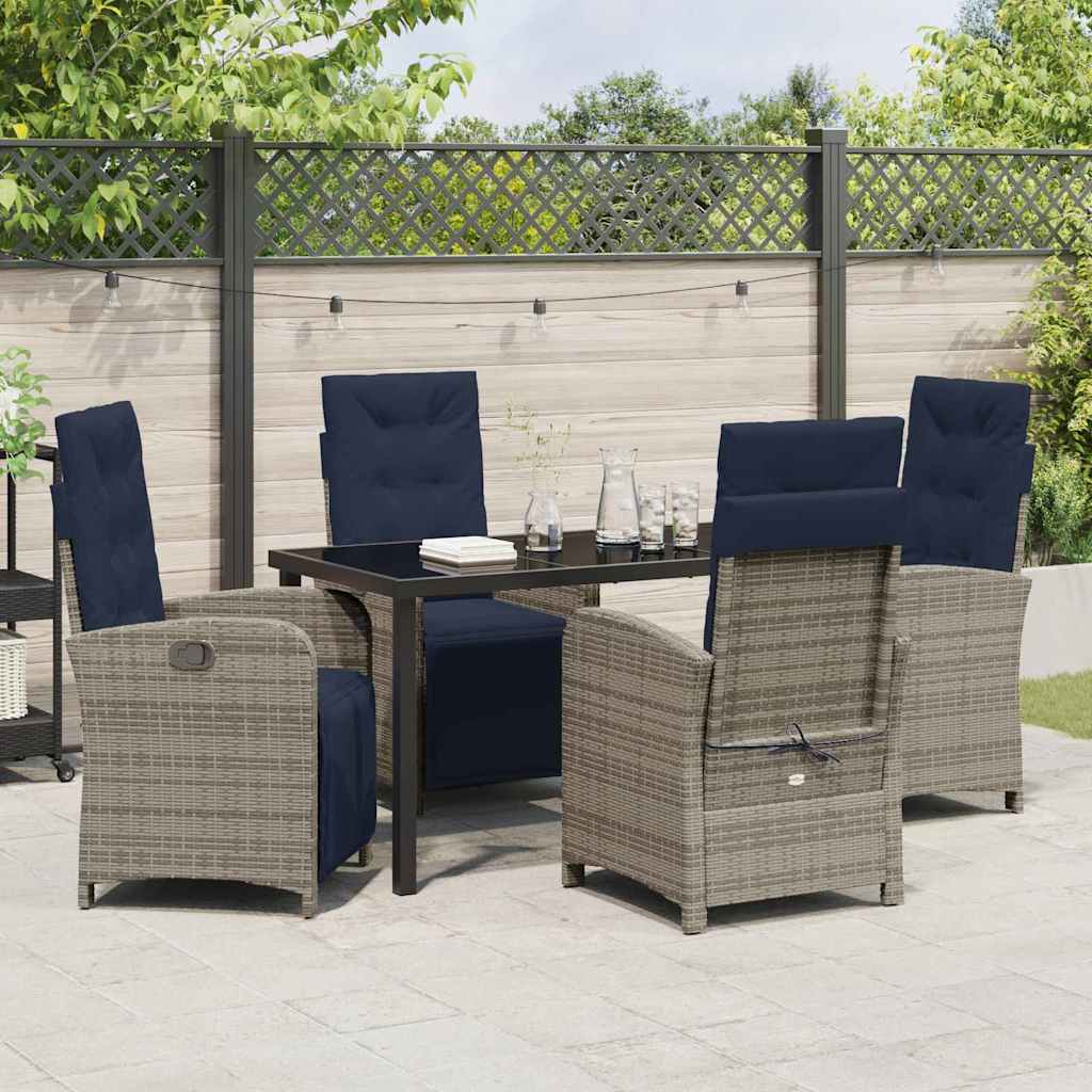 Set de dining pentru grădină , 5 piese, din poliratan gri GartenMobel Dekor