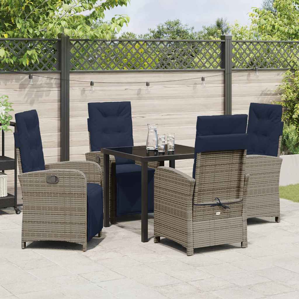 Set de dining pentru grădină , 5 piese, gri din ratan poly GartenMobel Dekor