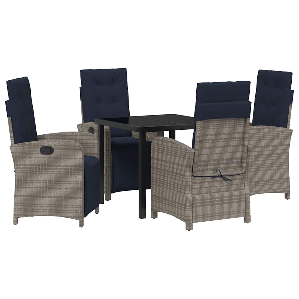 Set de dining pentru grădină , 5 piese, gri din ratan poly GartenMobel Dekor