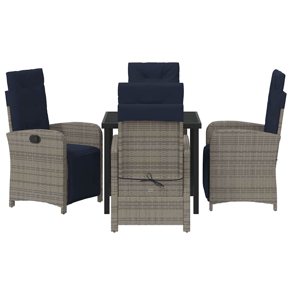 Set de dining pentru grădină , 5 piese, gri din ratan poly GartenMobel Dekor