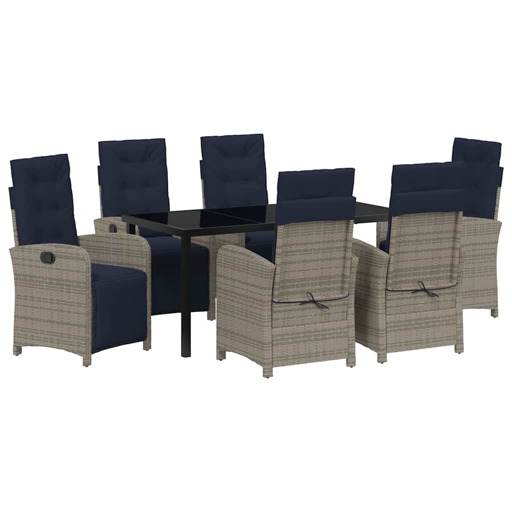 Set de dining pentru grădină , 7 piese, din ratan gri din poliester. GartenMobel Dekor