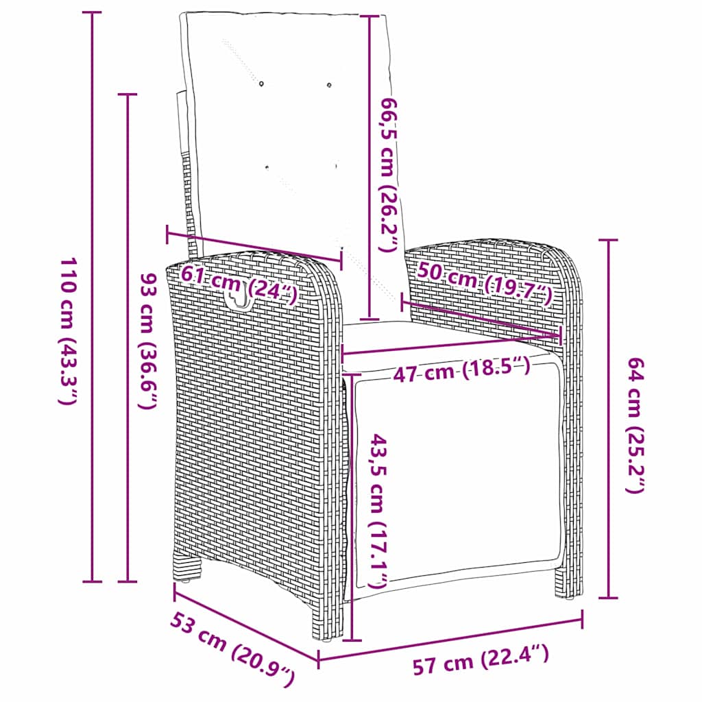 Set dining grădină , 3 piese, gri, din rattan și poliester. GartenMobel Dekor