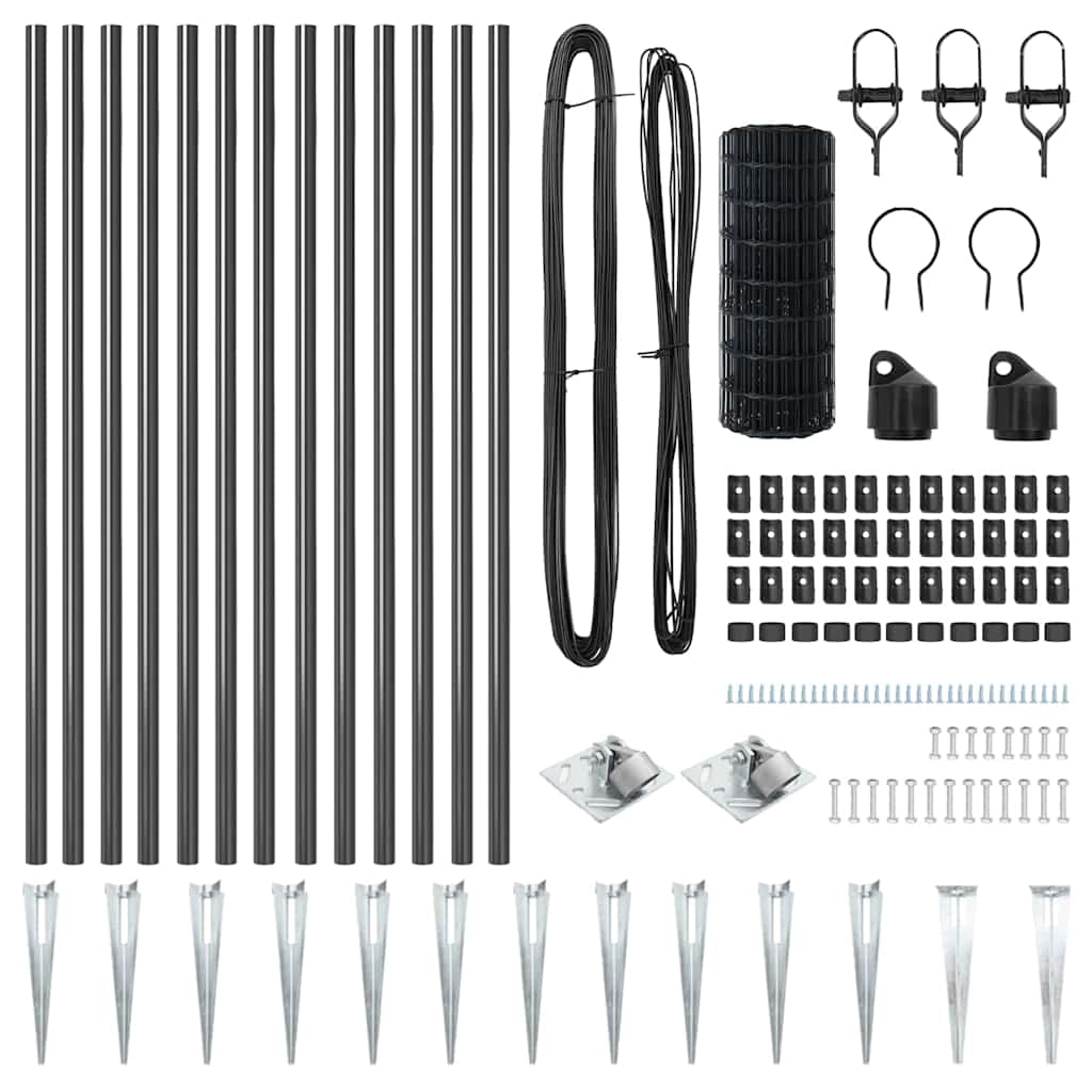 gard Euro cu 13 posturi în vârf 0.8x25 m Oțel Galvanizat Gri GartenMobel Dekor