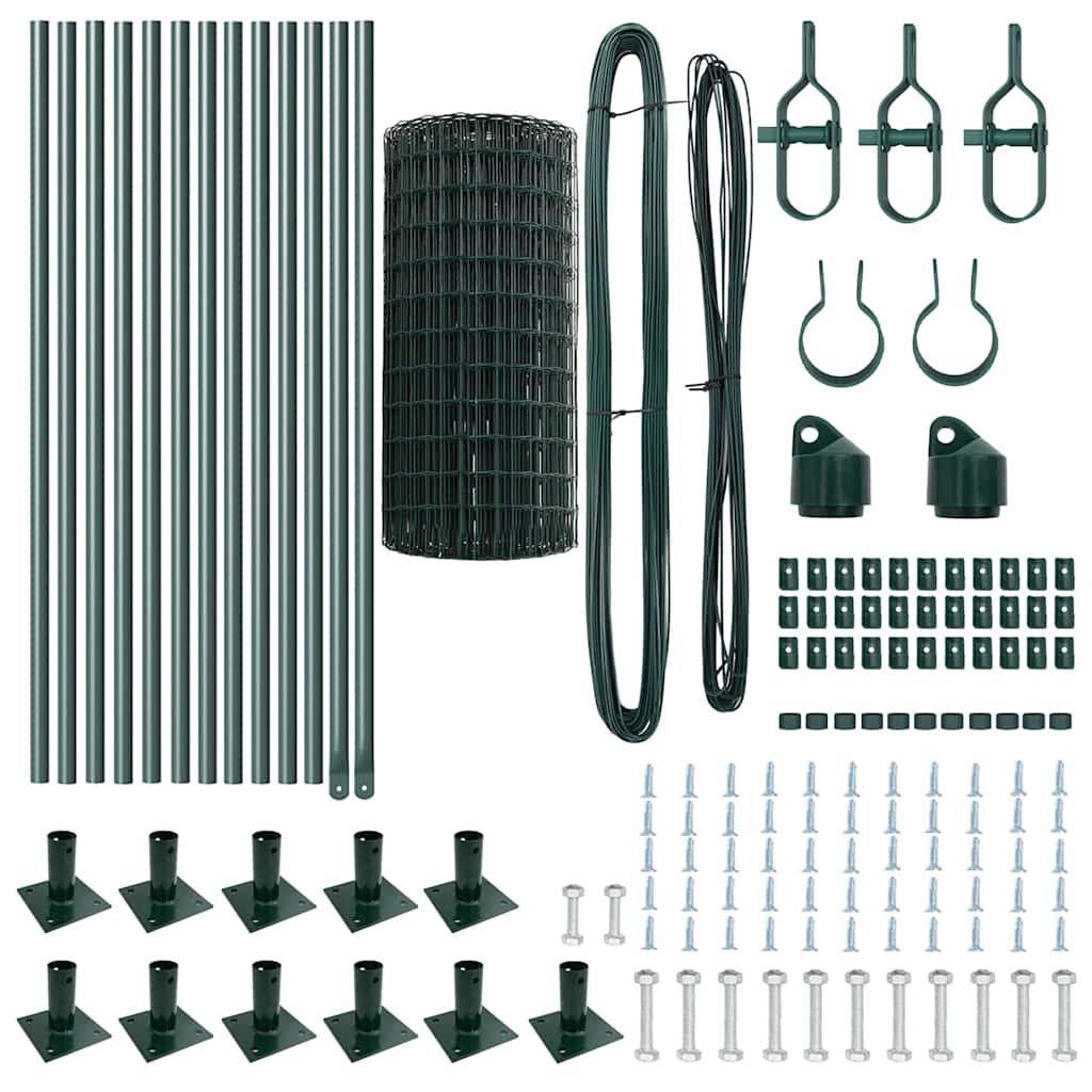 gard Euro cu 13 stâlpi flanșați 0.6x25 m din oțel galvanizat GartenMobel Dekor
