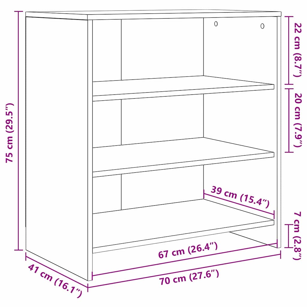 Masa laterală din stejar negru 70x41x75 cm Lemn prelucrat GartenMobel Dekor