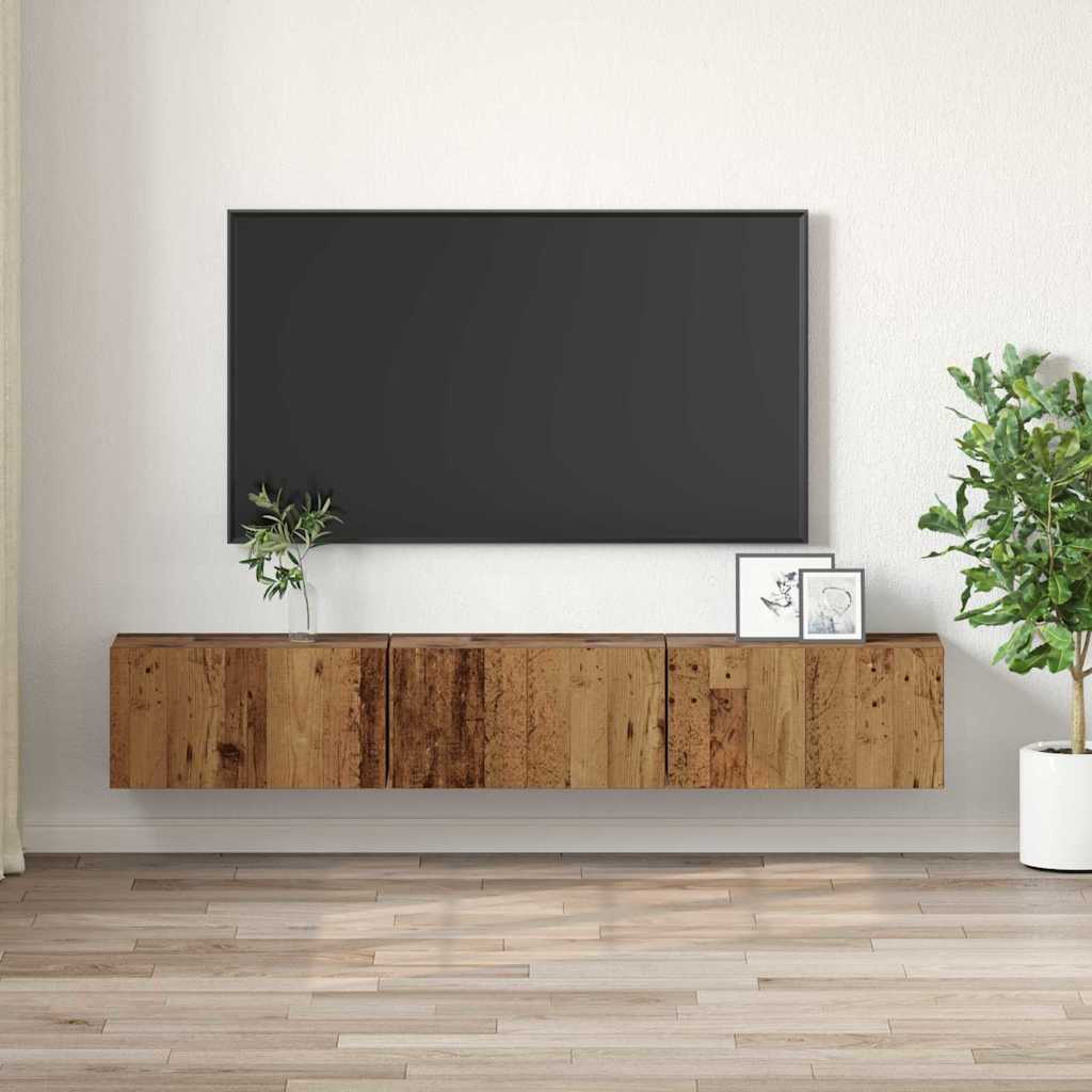 Set Cabinet TV Lemn Vechi Lemn Standard Stocare Cabinet TV GartenMobel Dekor