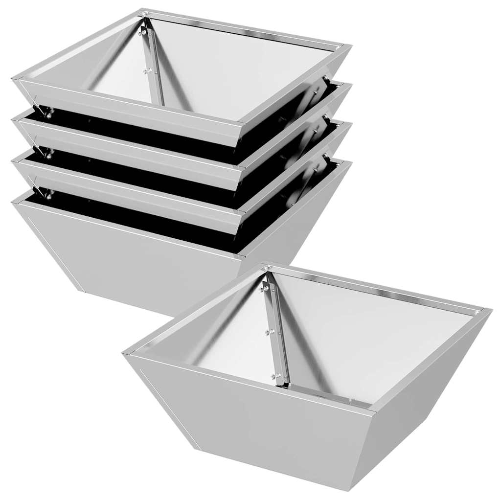 Set de ghivece pentru grădină , 5 bucăți, 40x40x15 cm, din oțel galvanizat. GartenMobel Dekor