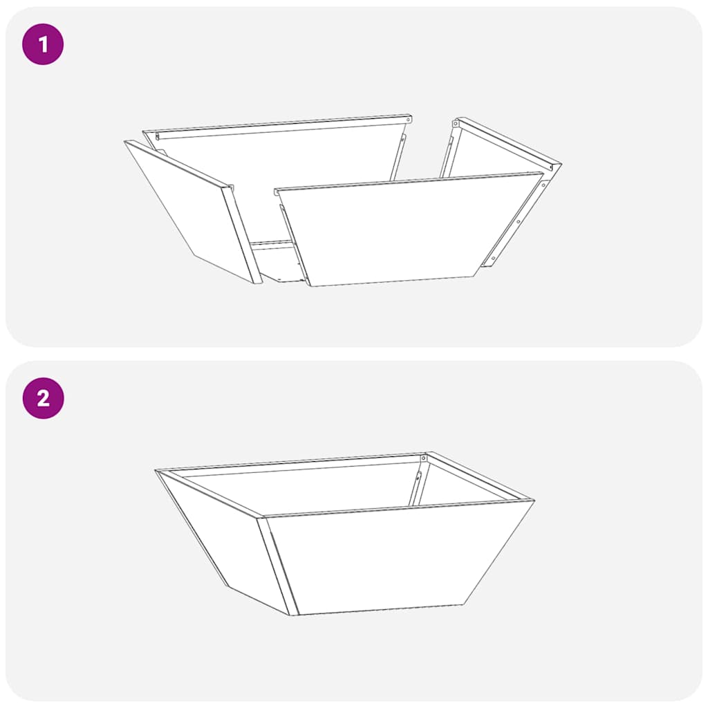 Set de ghivece pentru grădină , 5 bucăți, 40x40x15 cm, din oțel galvanizat. GartenMobel Dekor