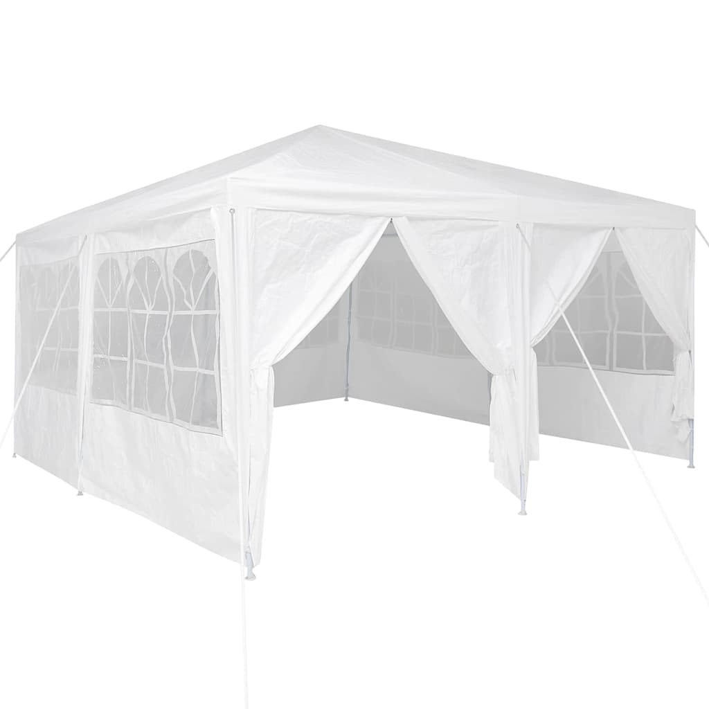 Tenda de petrecere , albă, cu 8 pereți laterali, 4x4 m din PE GartenMobel Dekor