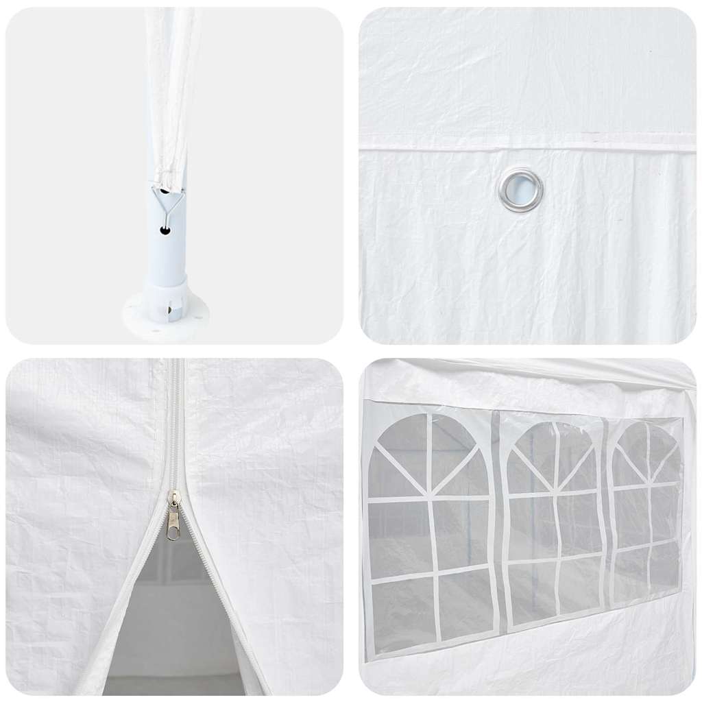 Tenda de petrecere , albă, cu 8 pereți laterali, 4x4 m din PE GartenMobel Dekor